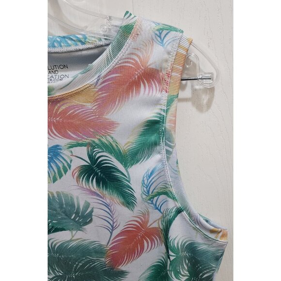 Evolution and Creation EVCR Womens Cropped Tank Top Tropical Palm Tree Print XL - Picture 3 of 6